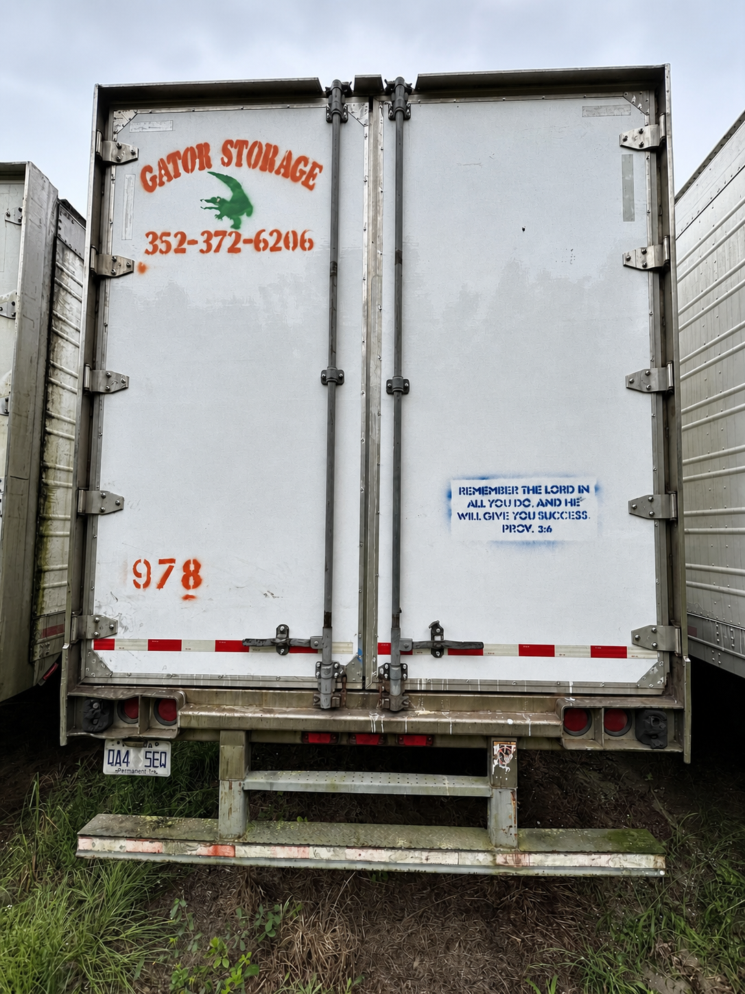 Gator Storage 53-foot semi storage trailer with rear swing doors